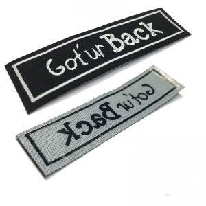 Woven labels with -iron-on-backing